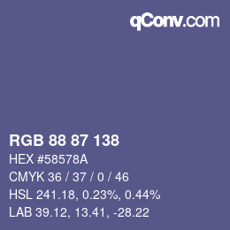 颜色代码: RGB 88 87 138 | qconv.com