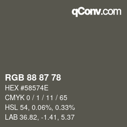 Farbcode: RGB 88 87 78 | qconv.com