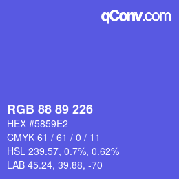 カラーコード: RGB 88 89 226 | qconv.com