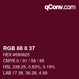 カラーコード: RGB 88 8 37 | qconv.com
