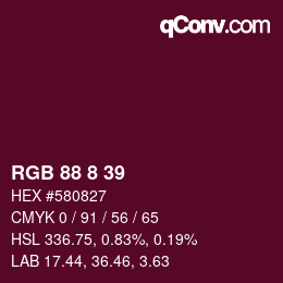 Color code: RGB 88 8 39 | qconv.com