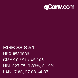 カラーコード: RGB 88 8 51 | qconv.com