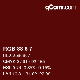 Color code: RGB 88 8 7 | qconv.com
