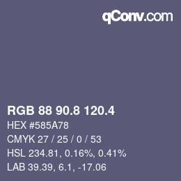 カラーコード: RGB 88 90.8 120.4 | qconv.com