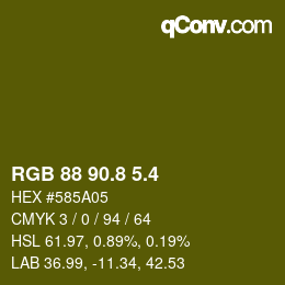 カラーコード: RGB 88 90.8 5.4 | qconv.com