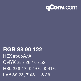 Color code: RGB 88 90 122 | qconv.com