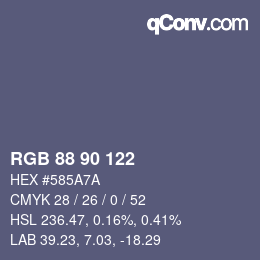 颜色代码: RGB 88 90 122 | qconv.com