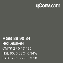 Color code: RGB 88 90 84 | qconv.com