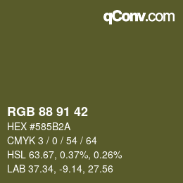 Color code: RGB 88 91 42 | qconv.com