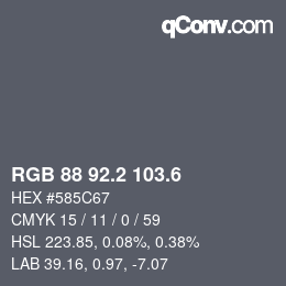 カラーコード: RGB 88 92.2 103.6 | qconv.com