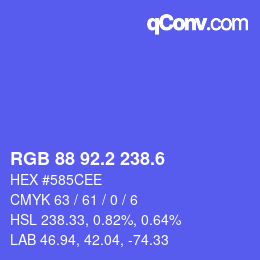 カラーコード: RGB 88 92.2 238.6 | qconv.com