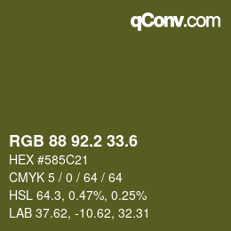 カラーコード: RGB 88 92.2 33.6 | qconv.com