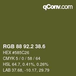 カラーコード: RGB 88 92.2 38.6 | qconv.com