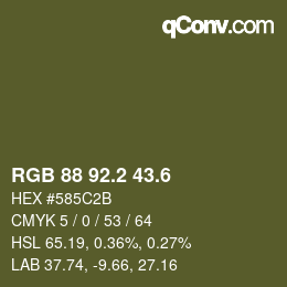 カラーコード: RGB 88 92.2 43.6 | qconv.com