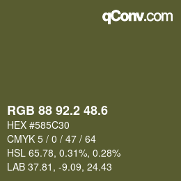 カラーコード: RGB 88 92.2 48.6 | qconv.com