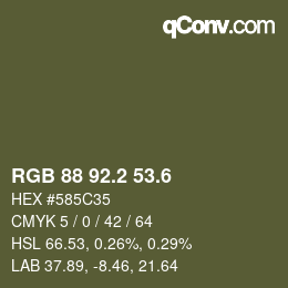 カラーコード: RGB 88 92.2 53.6 | qconv.com