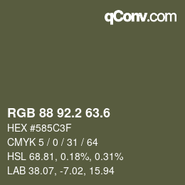 カラーコード: RGB 88 92.2 63.6 | qconv.com