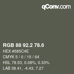 カラーコード: RGB 88 92.2 78.6 | qconv.com