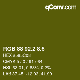 カラーコード: RGB 88 92.2 8.6 | qconv.com