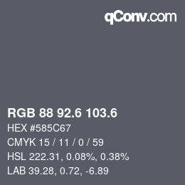カラーコード: RGB 88 92.6 103.6 | qconv.com