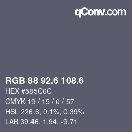 カラーコード: RGB 88 92.6 108.6 | qconv.com
