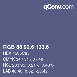 カラーコード: RGB 88 92.6 133.6 | qconv.com