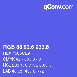 カラーコード: RGB 88 92.6 233.6 | qconv.com
