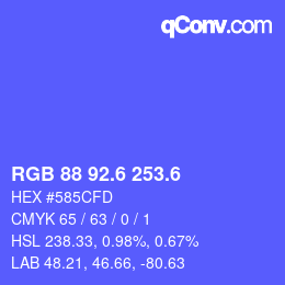 カラーコード: RGB 88 92.6 253.6 | qconv.com