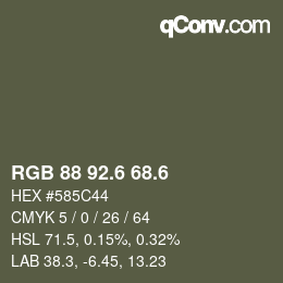 カラーコード: RGB 88 92.6 68.6 | qconv.com