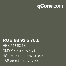 カラーコード: RGB 88 92.6 78.6 | qconv.com