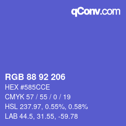 カラーコード: RGB 88 92 206 | qconv.com