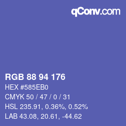 Color code: RGB 88 94 176 | qconv.com