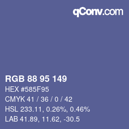 Color code: RGB 88 95 149 | qconv.com