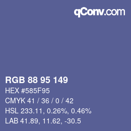 颜色代码: RGB 88 95 149 | qconv.com
