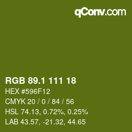 カラーコード: RGB 89.1 111 18 | qconv.com