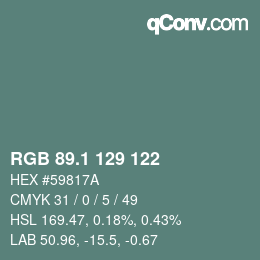Color code: RGB 89.1 129 122 | qconv.com
