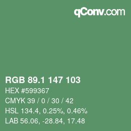 カラーコード: RGB 89.1 147 103 | qconv.com