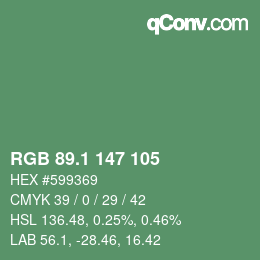 カラーコード: RGB 89.1 147 105 | qconv.com