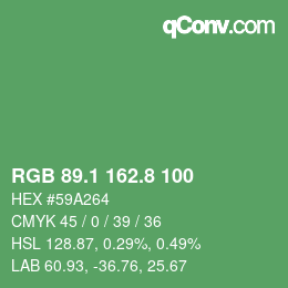 カラーコード: RGB 89.1 162.8 100 | qconv.com