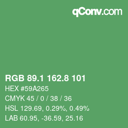 カラーコード: RGB 89.1 162.8 101 | qconv.com