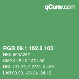 カラーコード: RGB 89.1 162.8 103 | qconv.com