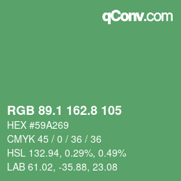 カラーコード: RGB 89.1 162.8 105 | qconv.com