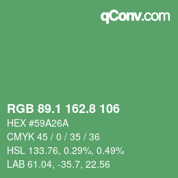 カラーコード: RGB 89.1 162.8 106 | qconv.com