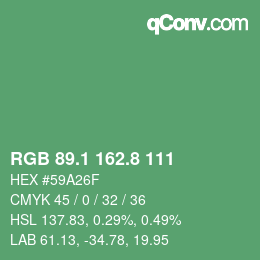 カラーコード: RGB 89.1 162.8 111 | qconv.com
