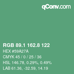 カラーコード: RGB 89.1 162.8 122 | qconv.com