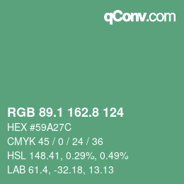 カラーコード: RGB 89.1 162.8 124 | qconv.com