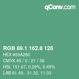 カラーコード: RGB 89.1 162.8 128 | qconv.com