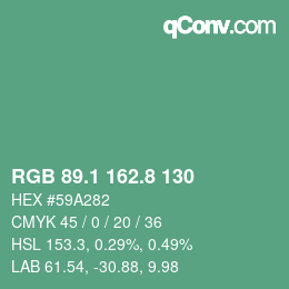 Farbcode: RGB 89.1 162.8 130 | qconv.com