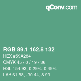 カラーコード: RGB 89.1 162.8 132 | qconv.com
