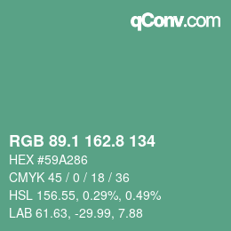 Color code: RGB 89.1 162.8 134 | qconv.com
